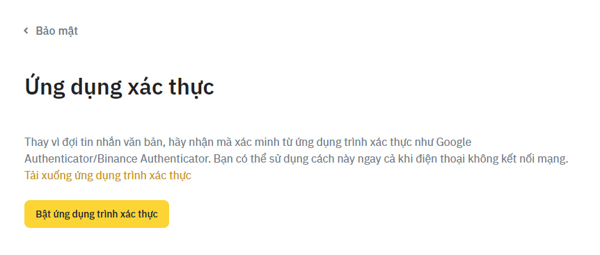 Chọn bật ứng dụng trình xác thực