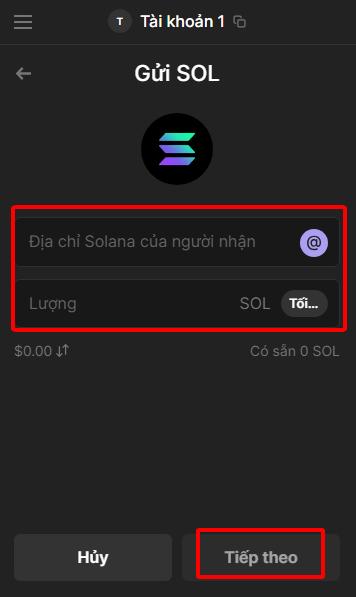 Gửi token bằng Phantom wallet bước 3