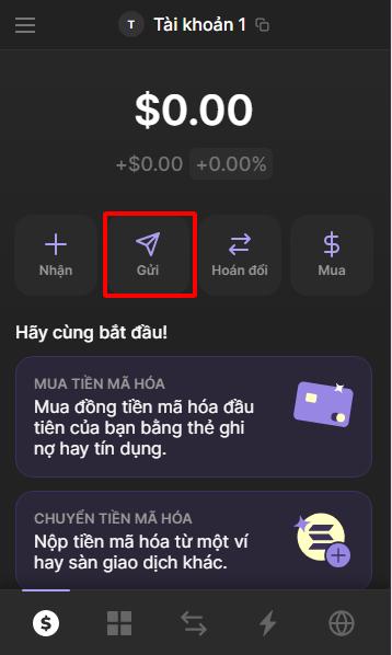 Gửi token bằng Phantom wallet bước 1