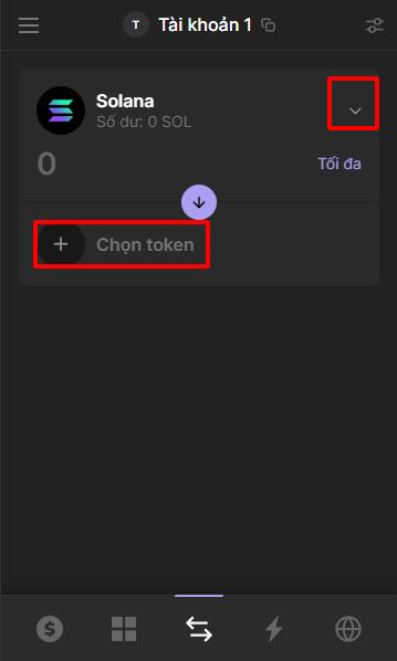 Swap token bằng Phantom wallet bước 2